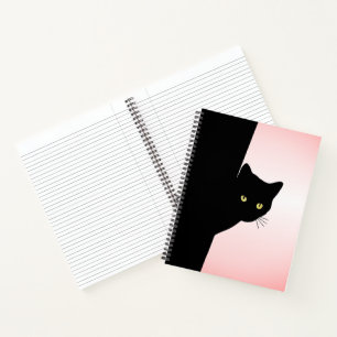 Sly Black Cat Pink Notebook