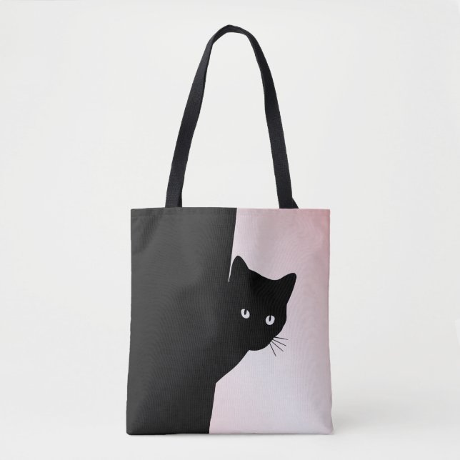 Sly Black Cat Pink Tote Bag (Front)