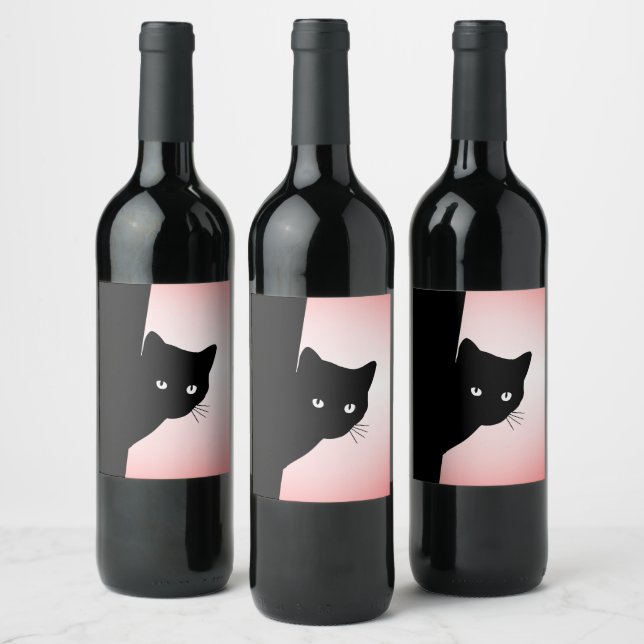 Sly Black Cat Pink Wine Label (Bottles)