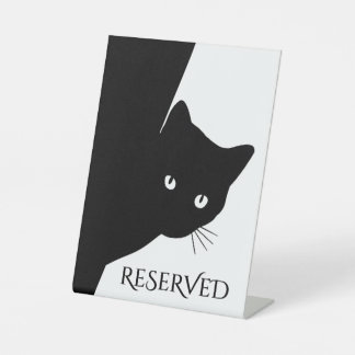 Sly Black Cat Reserved Pedestal Sign