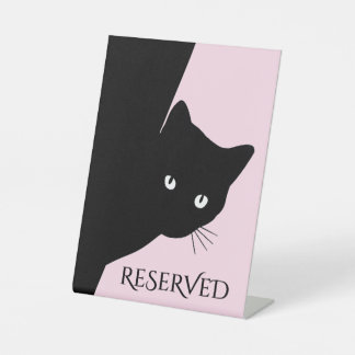 Sly Black Cat Reserved Pedestal Sign