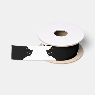 Sly Black Cat Satin Ribbon