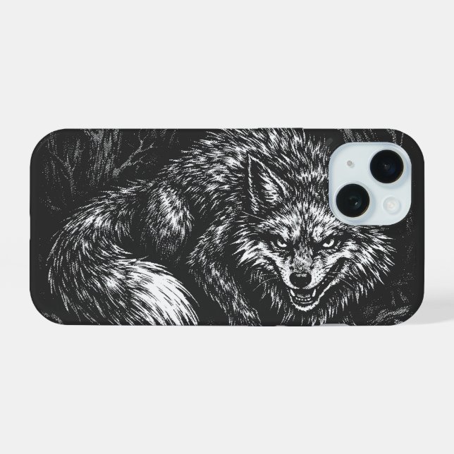 Sly Forest Fox — by BurnsInHell iPhone 15 Case (Back Horizontal)