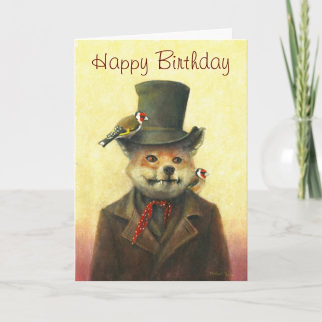 Sly Fox And Goldfinch Greetings Card (Front)