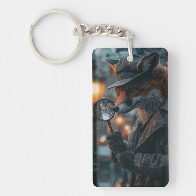 Sly fox detective in a noir setting key ring (Front)