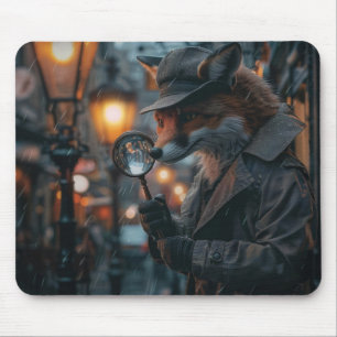 Sly fox detective in a noir setting mouse pad