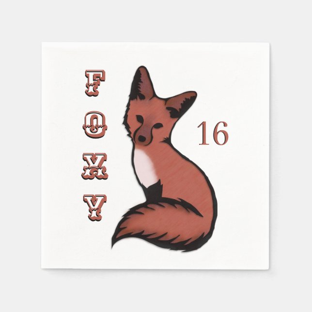 Sly Red Foxy Fox Birthday Napkin (Front)