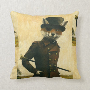 Sly Victorian Fox Throw Cushion