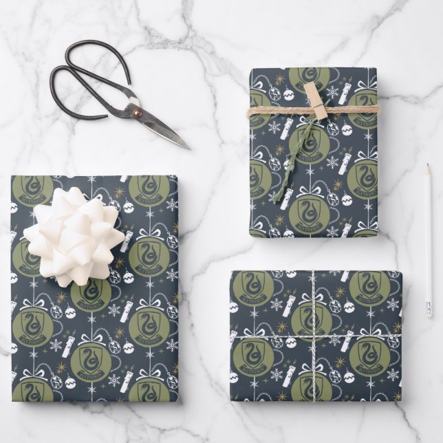 SLYTHERIN™ Holiday Bauble Graphic Wrapping Paper Sheet (Front)