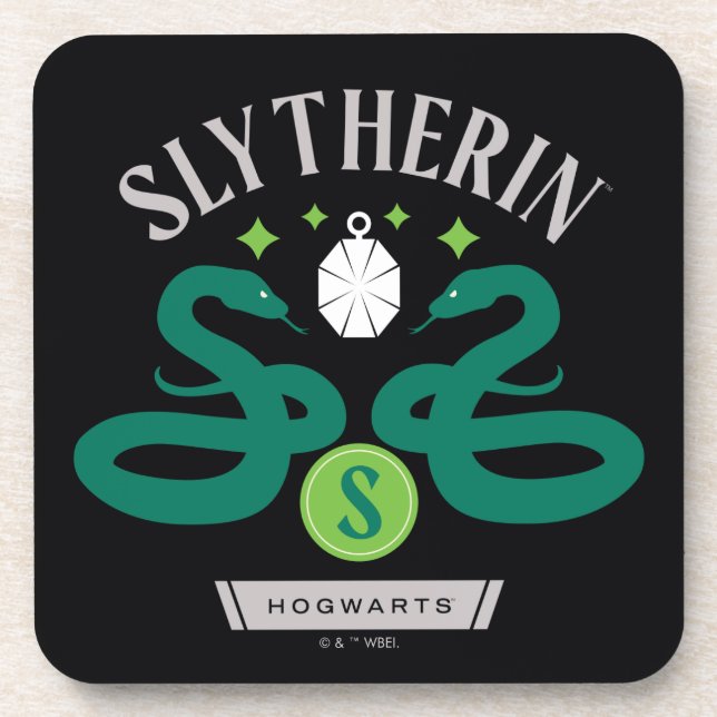 SLYTHERIN™ House Double Snake Locket Graphic Coaster (Front)
