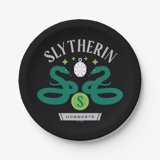 SLYTHERIN™ House Double Snake Locket Graphic Paper Plate (Front)