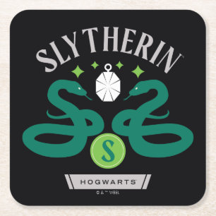 SLYTHERIN™ House Double Snake Locket Graphic Square Paper Coaster