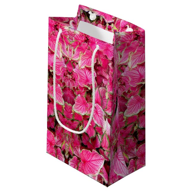 Sm Gift Bag Pink Leaves (Front Angled)