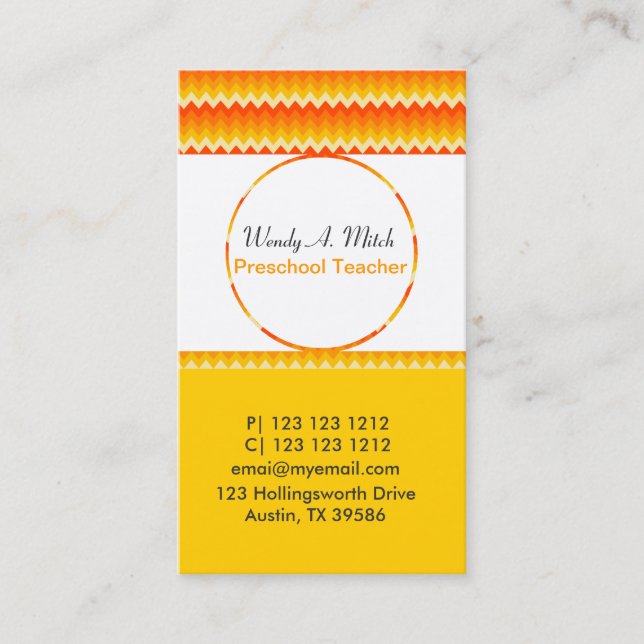 Smack in the Middle Geometric Zig Zag Pattern Business Card (Front)