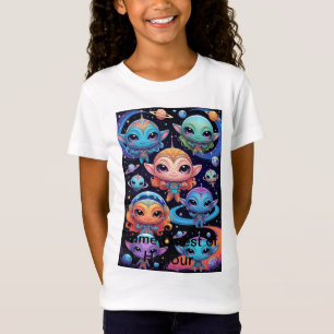 Smal Multicolored Aliens in Space  T-Shirt