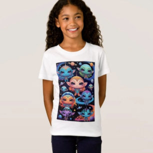 Smal Multicolored Aliens in Space  T-Shirt