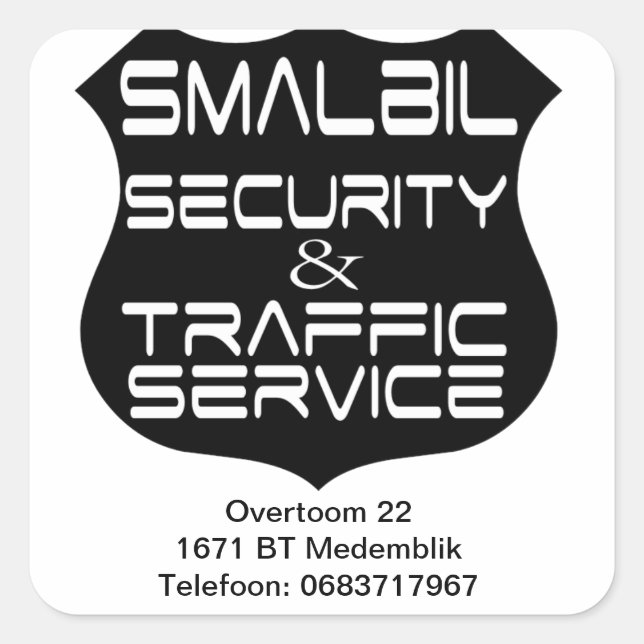 Smalbil Security & Traffic Service Square Sticker (Front)