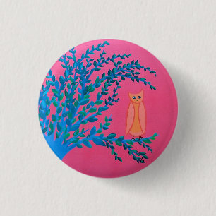 Small, 1¼ Inch Round Button, "Owl Tree" 3 Cm Round Badge
