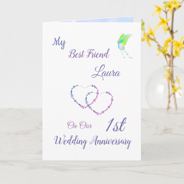 Small 1st Anniversary design greeting Card (Yellow Flower)