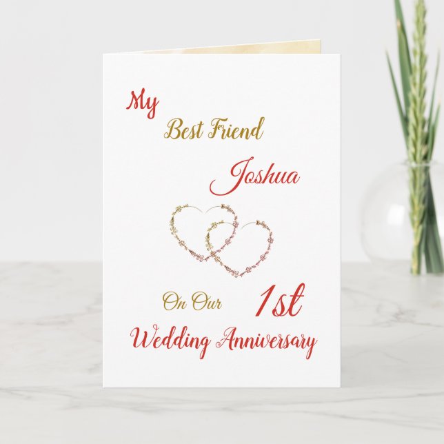 Small 1st Anniversary design greeting Card (Front)