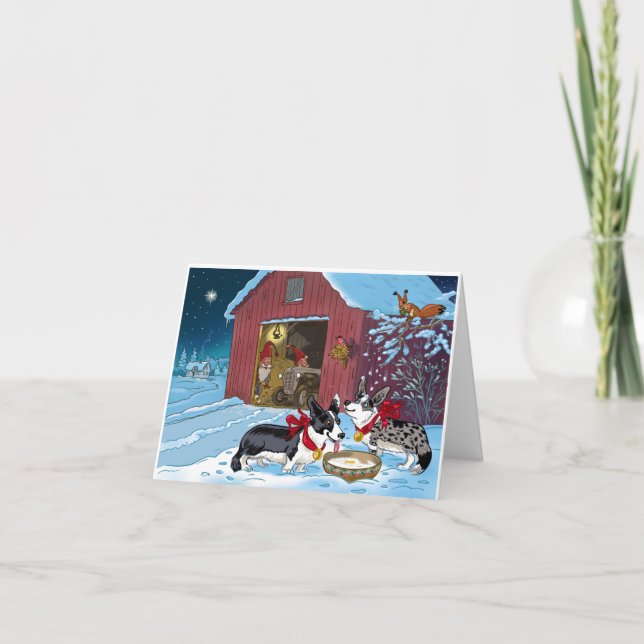 Small, 4" x 5.6" Folded Holiday Card Unique  (Front)