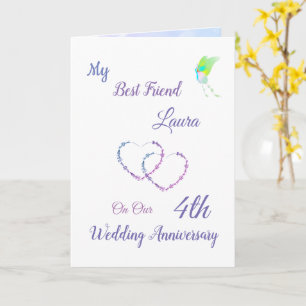 Small 4th Anniversary design greeting Card