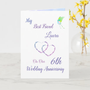 Small 6th Anniversary design greeting Card