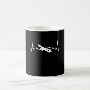 Small Aeroplane Heartbeat Aircraft Pilot Gift Coffee Mug