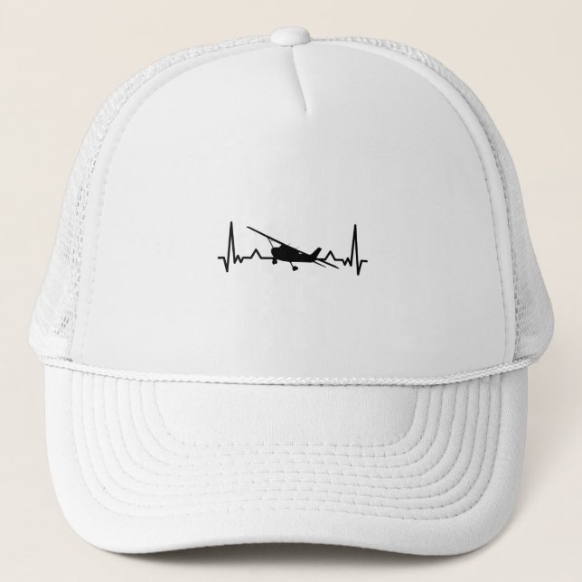 Small Aeroplane Heartbeat Aircraft Pilot Gifts Trucker Hat (Front)
