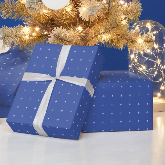 Small Aeroplanes on Blue Wrapping Paper (Holidays)