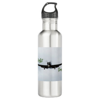 Small aircraft with flight time in green 710 ml water bottle