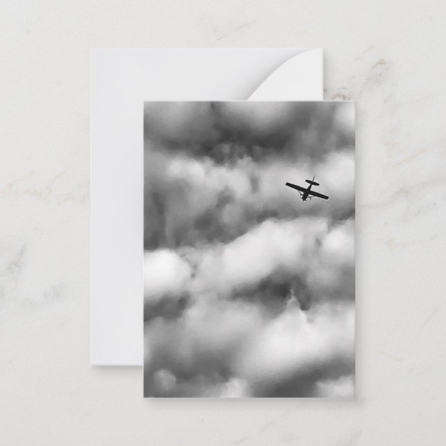 Small Airplane Flying in Cloudy Sky Photo Card (Front)