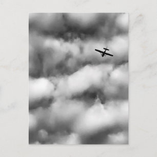 Small Airplane Flying in Cloudy Sky Photo Postcard