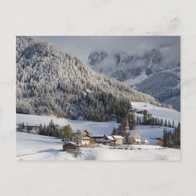 Small alpine village in the snow postcard (Front)