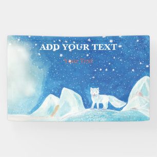 Small Arctic Fox Illustration Customisable Banner