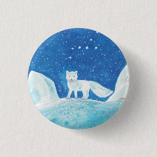 Small Arctic Fox (Vulpes lagopus) Illustration   3 Cm Round Badge