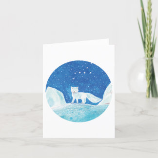 Small Arctic Fox (Vulpes lagopus) Illustration Holiday Card