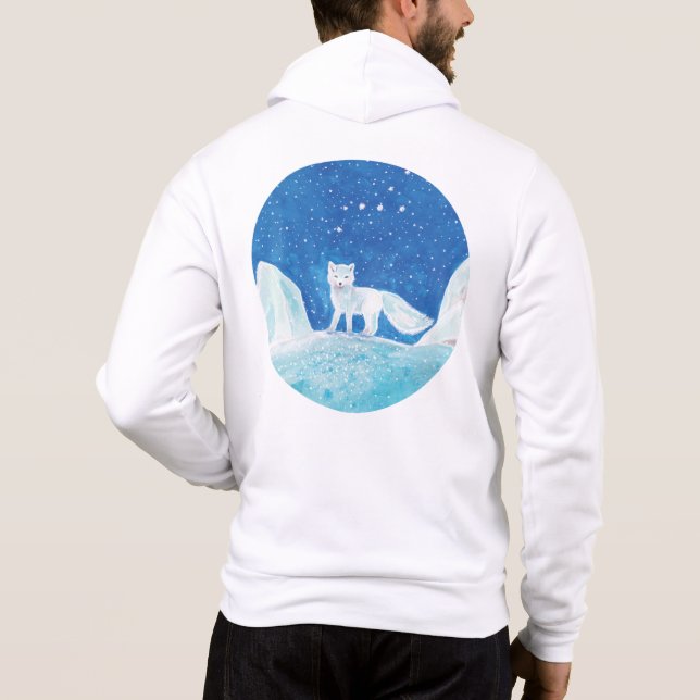 Small Arctic Fox (Vulpes lagopus) Illustration    Hoodie (Back)