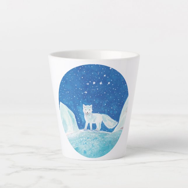 Small Arctic Fox (Vulpes lagopus) Illustration     Latte Mug (Front)