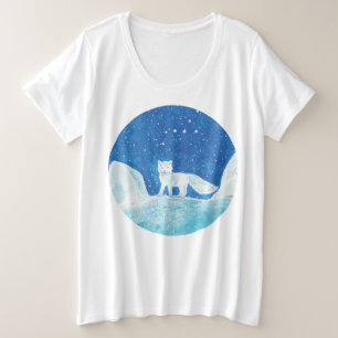Small Arctic Fox (Vulpes lagopus) Illustration Plus Size T-Shirt