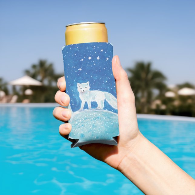 Small Arctic Fox (Vulpes lagopus) Illustration    Seltzer Can Cooler (In Situ Pool)
