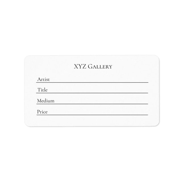 Small Art Show Label Template Sticker (Front)