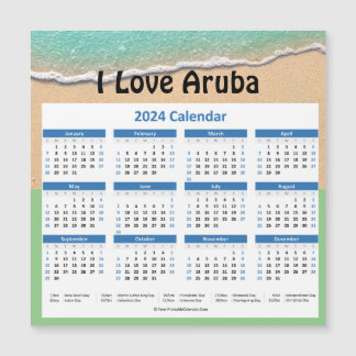 Small Aruba 2024 Yearly Magnetic Calendar