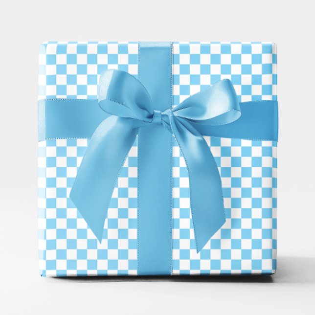 Small Baby Blue and White Chequered Wrapping Paper (Small Baby Blue and White Checkered Wrapping Paper)
