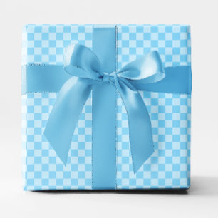 Small Baby Blue Chequered Wrapping Paper