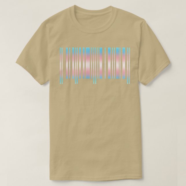 Small Barcode Subtle Trans Pride Flag Transgender  T-Shirt (Design Front)