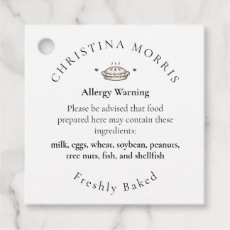 Small Batch Bakery Pie Personalised Allergy Allert Favour Tags