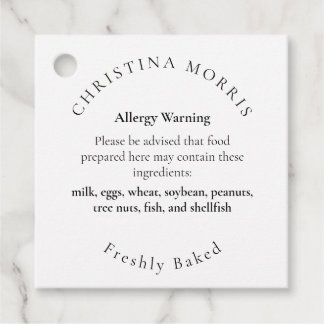 Small Batch Bakery Pie Personalised Allergy Allert Favour Tags
