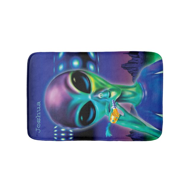 Small bath mat Alien take me to your Party (Front)