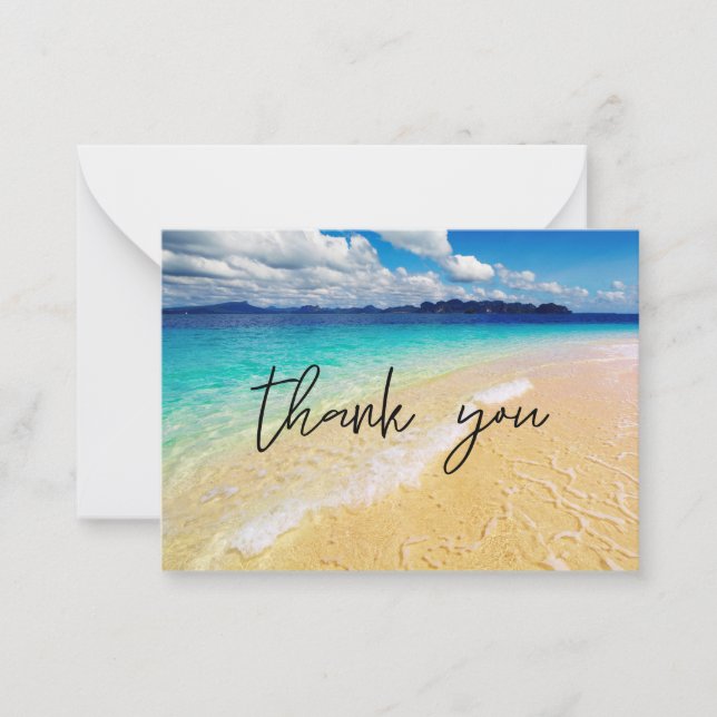 Small Beach & Ocean Thank You Card (Front)